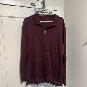 Lululemon Men's Long Sleeve Polo Sweater in Burgundy